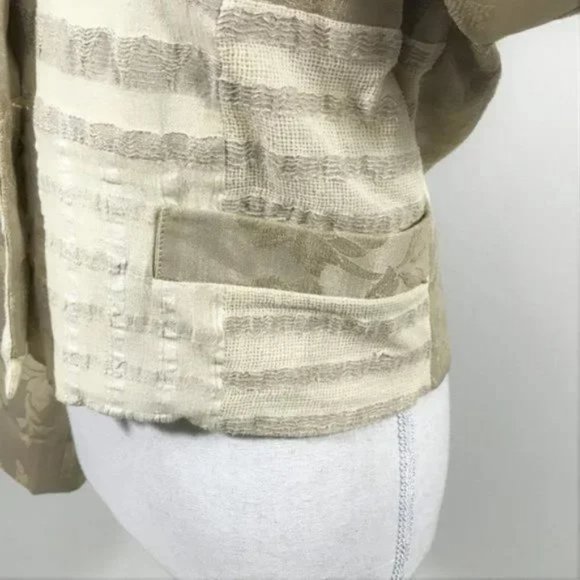 Vintage Brocade Blazer Jacket Cream Women M - Picture 7 of 12